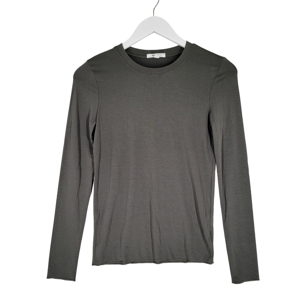 Splendid Long Sleeve Top Women Small Olive Green Bamboo Viscose RF3K540